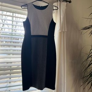 Ann Taylor Black and white fitted sheath dress size 4